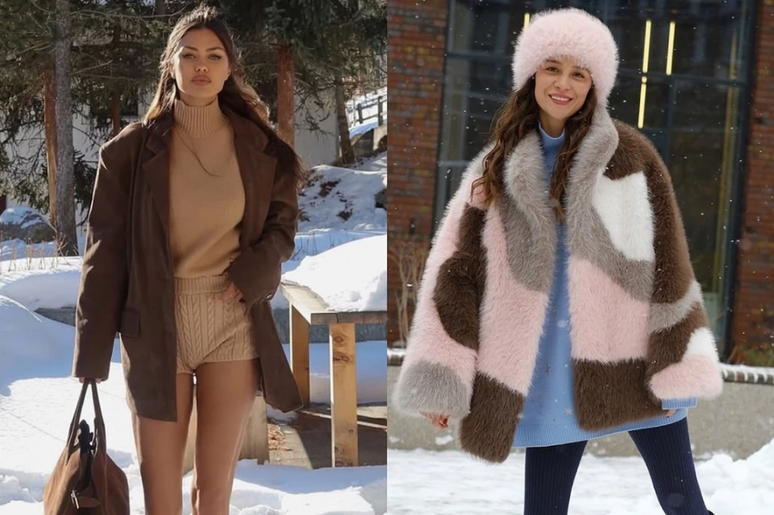 Образы звезд, в которых можно отправиться за город: Боня — в шортах и сапогах, Куркова — в полушубке и шапке-боярке