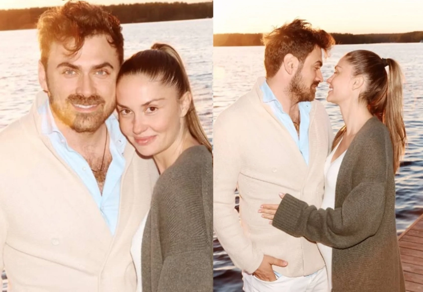 "Если улыбаться от любви, то только так". Беременная Агата Муцениеце показала новое фото с женихом Петром Дрангой