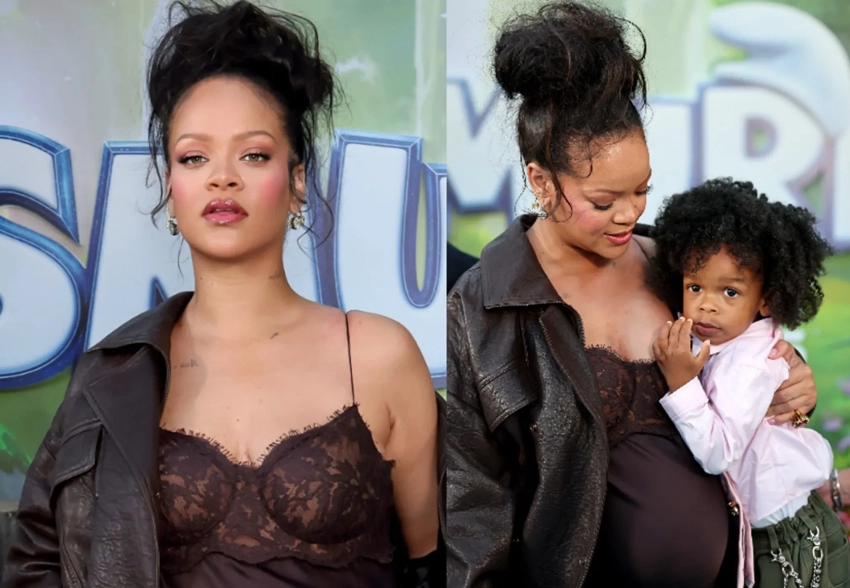 Беременная Рианна привела сыновей на премьеру "Смурфиков" в Лос-Анджелесе