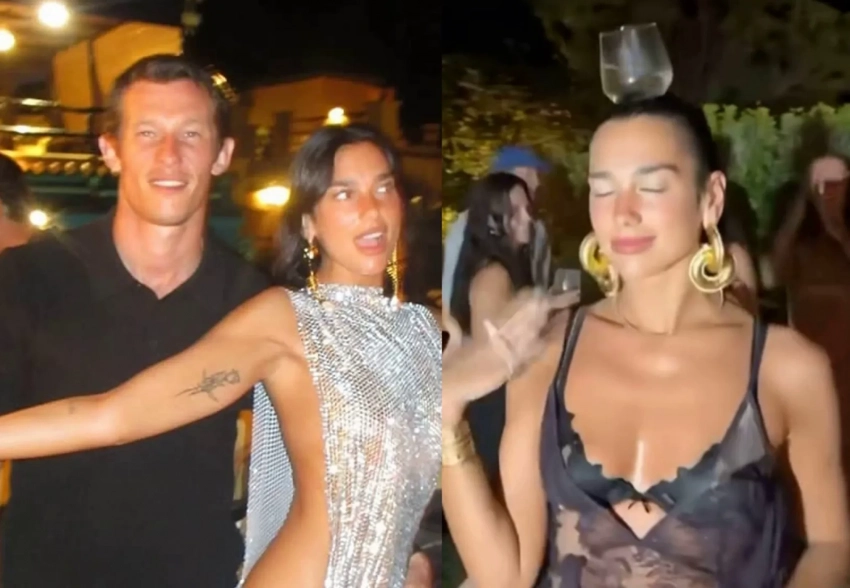 "Голые" платья и танцы со стаканом на голове: Дуа Липа отмечает 30-летие на Ибице с женихом Каллумом Тёрнером